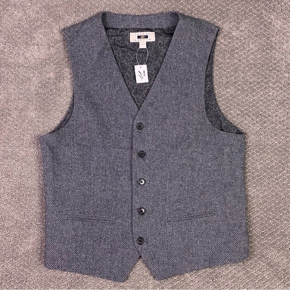 NWT Joseph Abboud Tweed Waistcoat Vest Men’s Large Gray Wool Blend - Picture 1 of 11